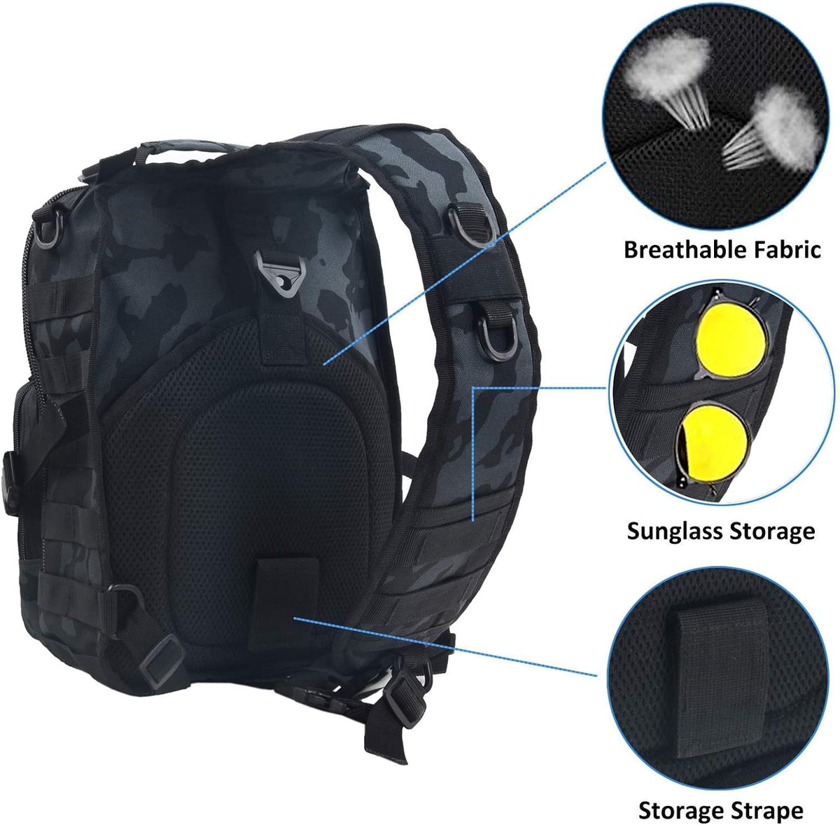 hopopower Tactical Sling Bag Pack Military Rover Shoulder Backpack EDC Assault Range Bag, Water-Resistant