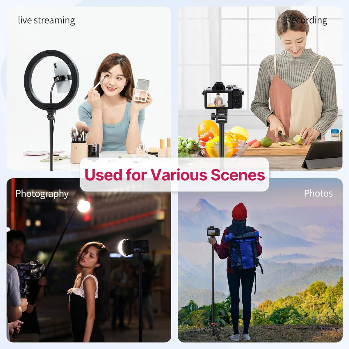 VIJIM MT-79 Extendable Photography Light Stand, 81" Portable Adjustable Light Tripod with 1/4" Screw, 360° Ball Head Camera Phone Tripod for Continute Output Lighting, Webcams, Cameras,for Pocket3
