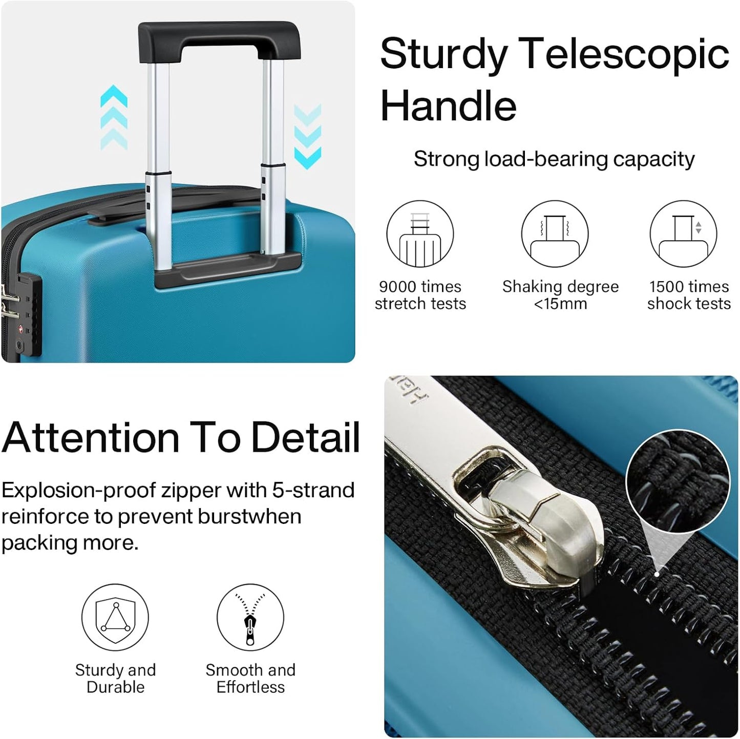 Hanke 20 Inch Hard Shell Suitcases with Spinner Wheels, Lightweight Carry On Luggage 22x14x9 Airline Approved Built-in TSA Lock, Durable Suitcase Rolling Luggage Carry-On Bag(Caribbean Blue)