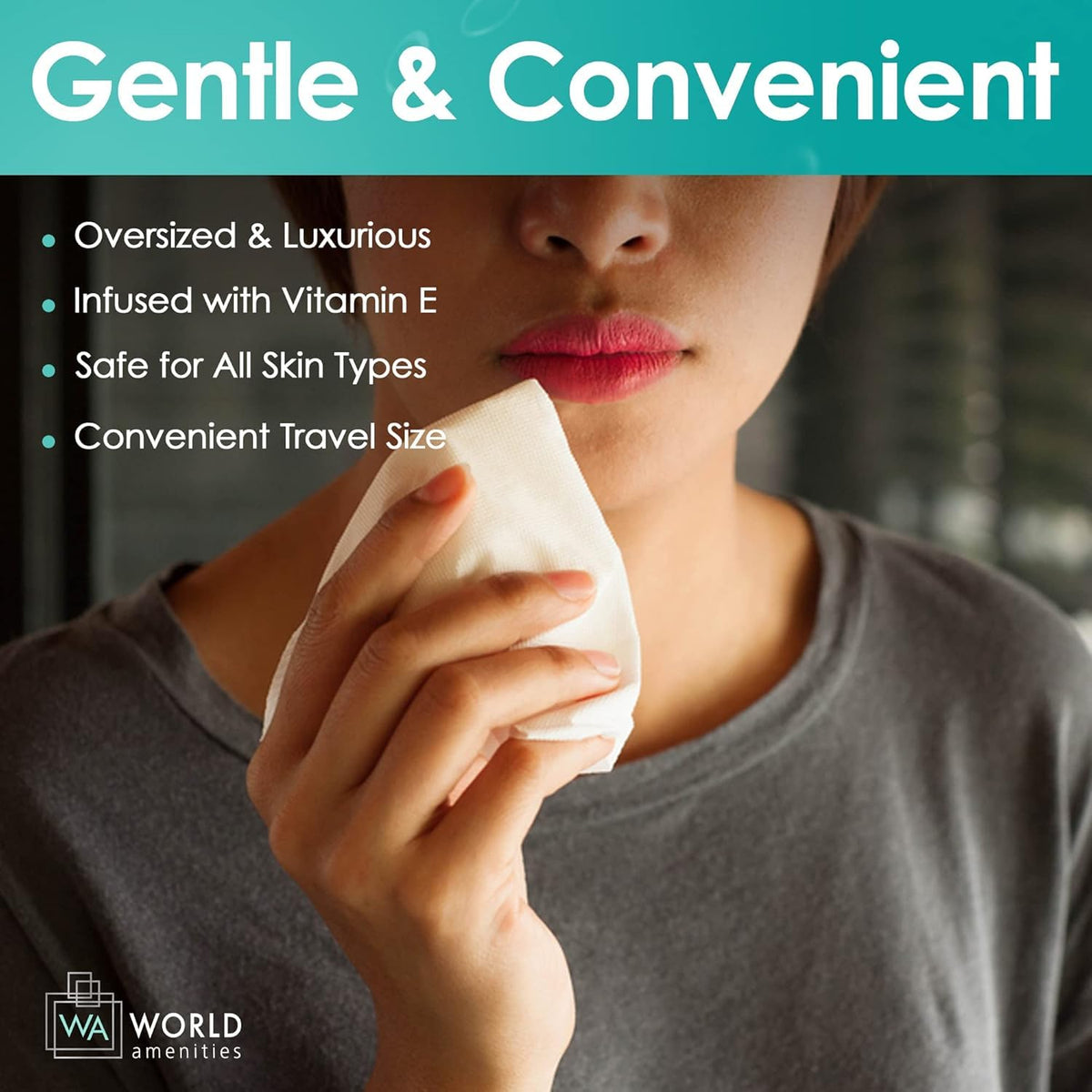 World Amenities - Bulk Makeup Remover Wipes | 500 Count| Individually Wrapped, Gentle Cleansing, Alcohol Free - All Skin Types - Vitamin E - 100% Recyclable, Hotel Travel Size Toiletries