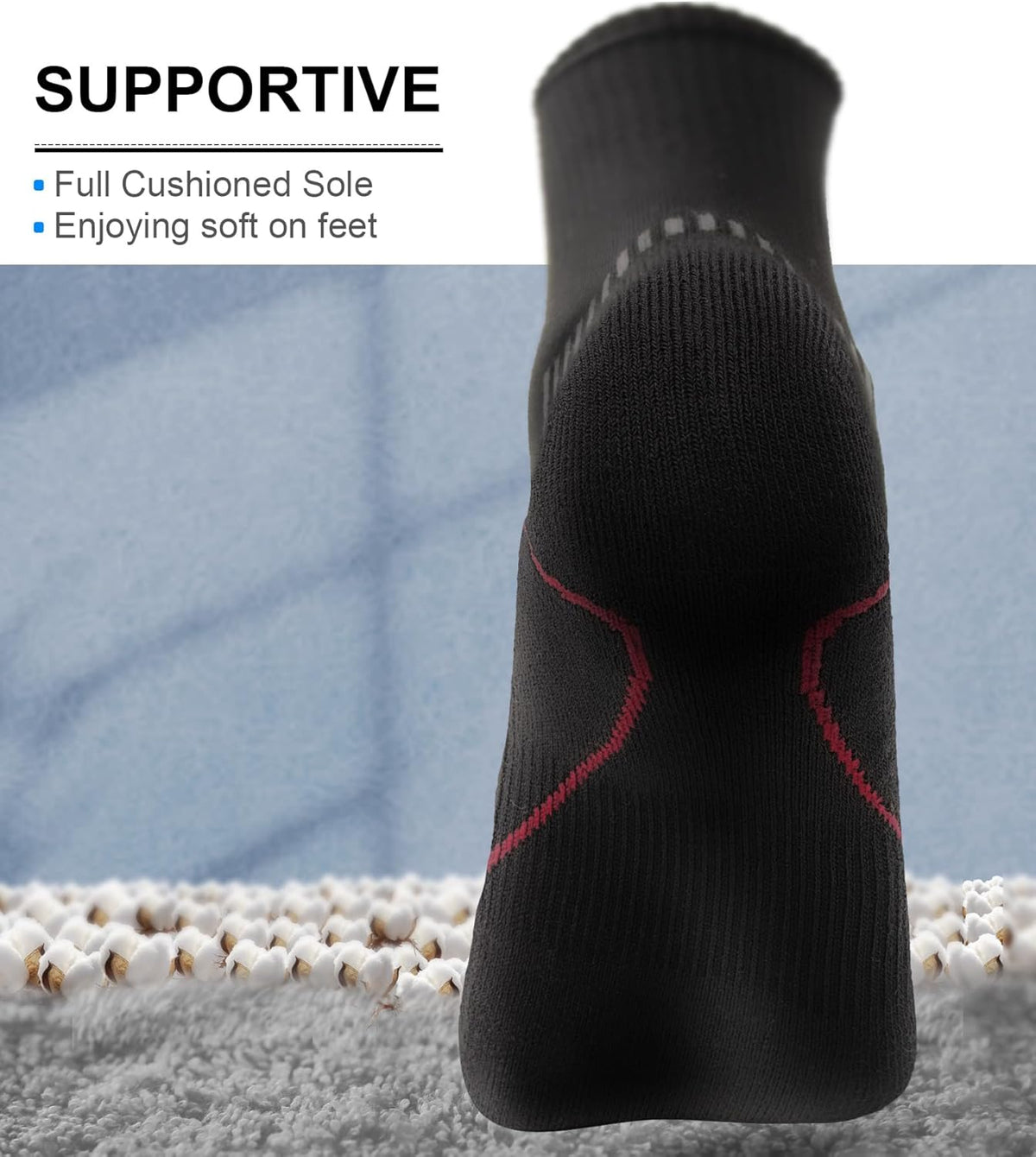 BULLIANT Compression Socks for Men 6Pairs, Athletic Crew Socks Cushioned For Men Sports Running-Arch Support