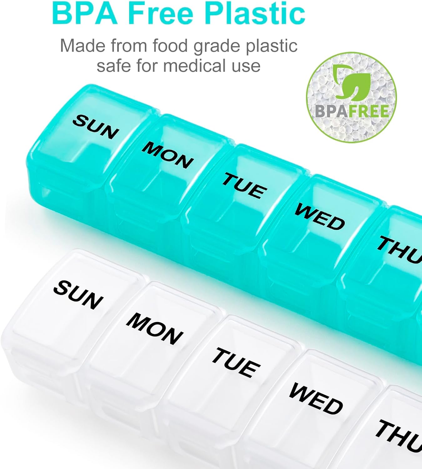 Small Pill Organizer 2 Times a Day, 2 Pack 7 Day Pill Box 1 Time a Day, Travel Friendly Day Night Vitamin Organizer, Weekly AM PM Pill Case Container