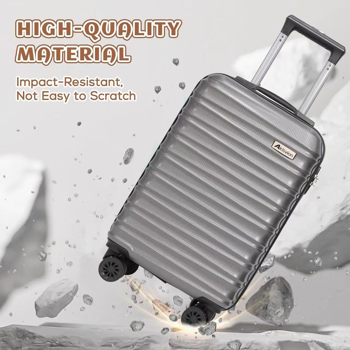 Luggage Set 3 Piece Luggage Set ABS hardshell Spinner Wheels Luggage Carry on Suitcase with Weekender bag & Toiletry bag(Grey)