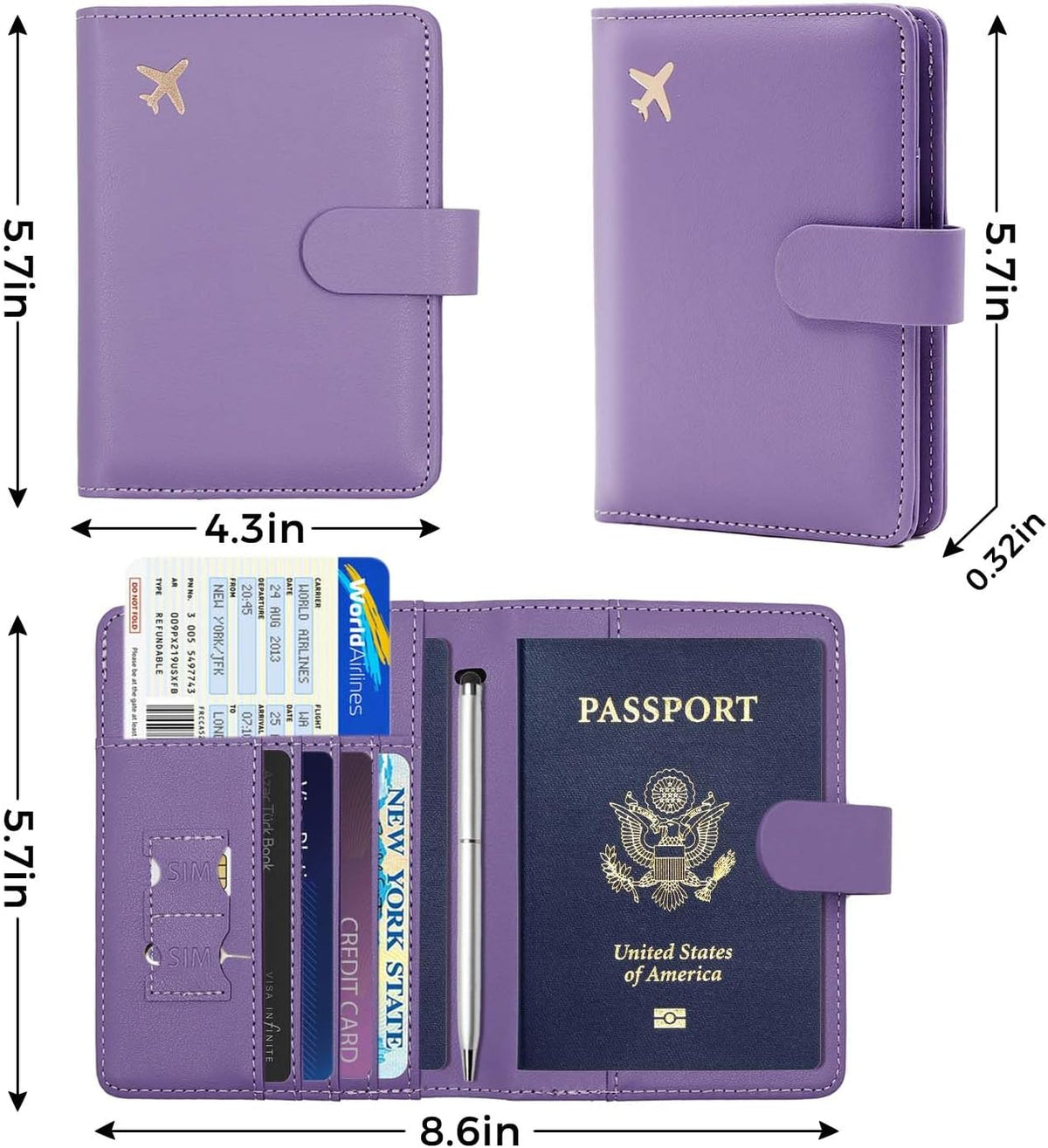 Melsbrinna Premium Leather Passport Holder Covers Case, Waterproof Rfid Blocking Travel Wallet Passport Holder with Pen Holder, Cute Passport Book for Women/Men