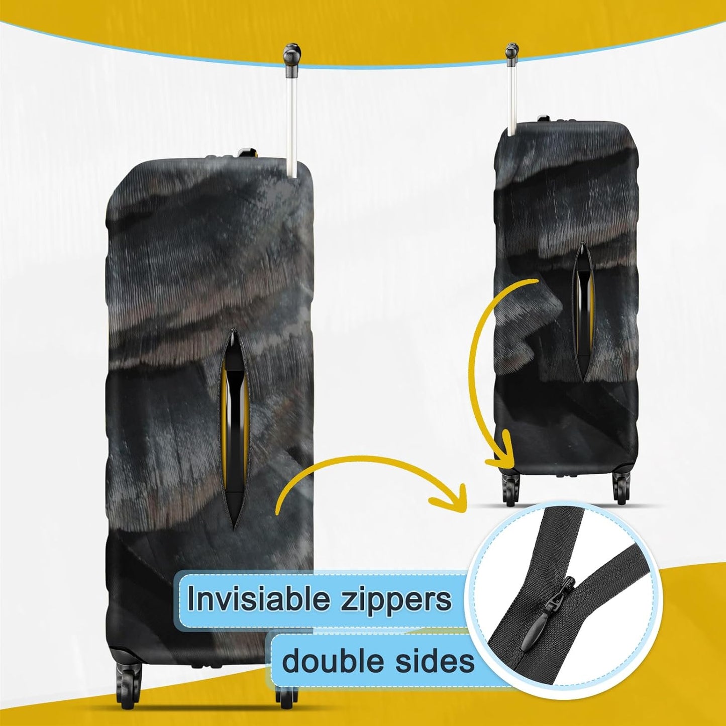 24 Inch PVC Luggage Protector Covers for TSA Approved Clear Suitcase Cover Protector Transparent Luggage Protective Cover Set (Painting, Suitable for 23"-24")