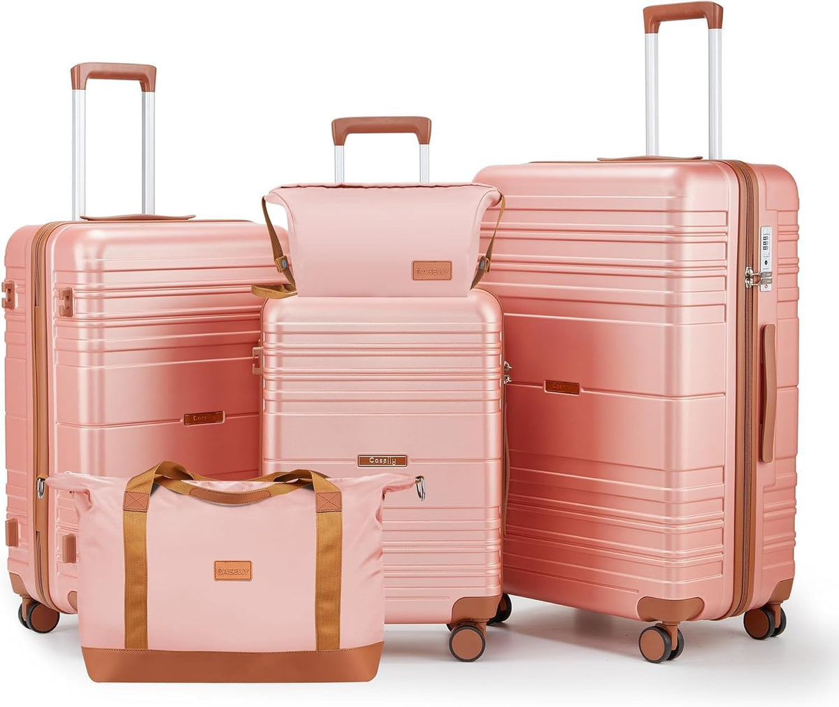 Luggage Sets 6 Piece with Spinner Wheels, Lightweight Hardshell Suitcase Set with TSA Lock, Carry On Checked Luggage with Travel Bag & Toiletry Bag (Light Purple, 6 piece sets（14/20/24/28/DB/TB）)