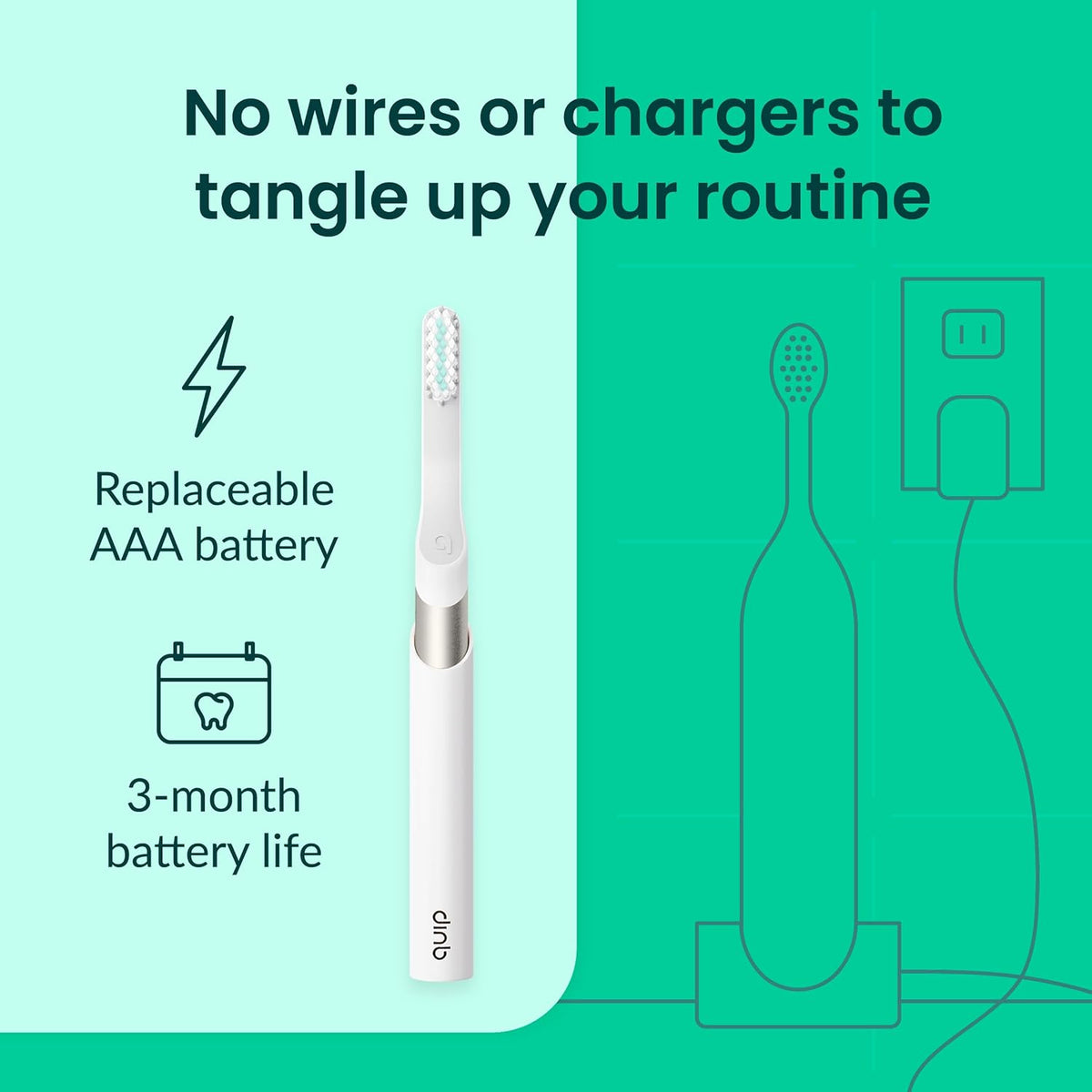Quip Metal Sonic Toothbrush, Electric Toothbrush for Adults –Time Travel & Soft Bristles with Travel Case & Replaceable Brush Head -3-Month Battery Life - Moonrise Champagne