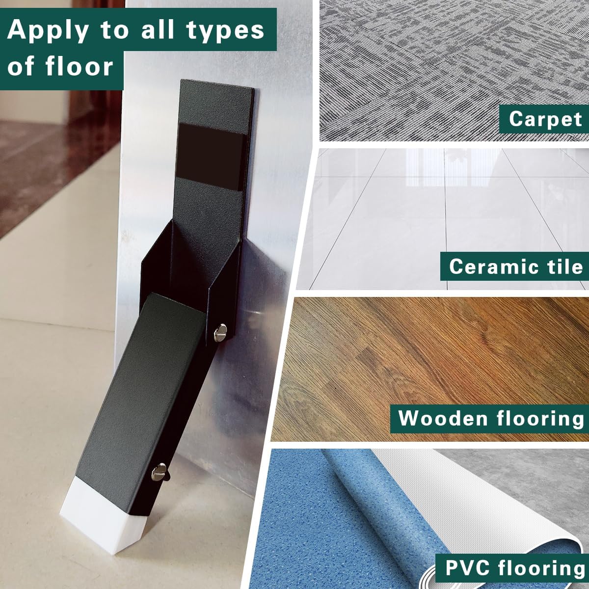 Door Stoppers for Bottom of Door, No Drilling Door Stopper, Door Holder to Keep Door Open, Under Door Noise Stopper, Drop Stops and Easy Install (Self-Adhesive Traceless Mounted)