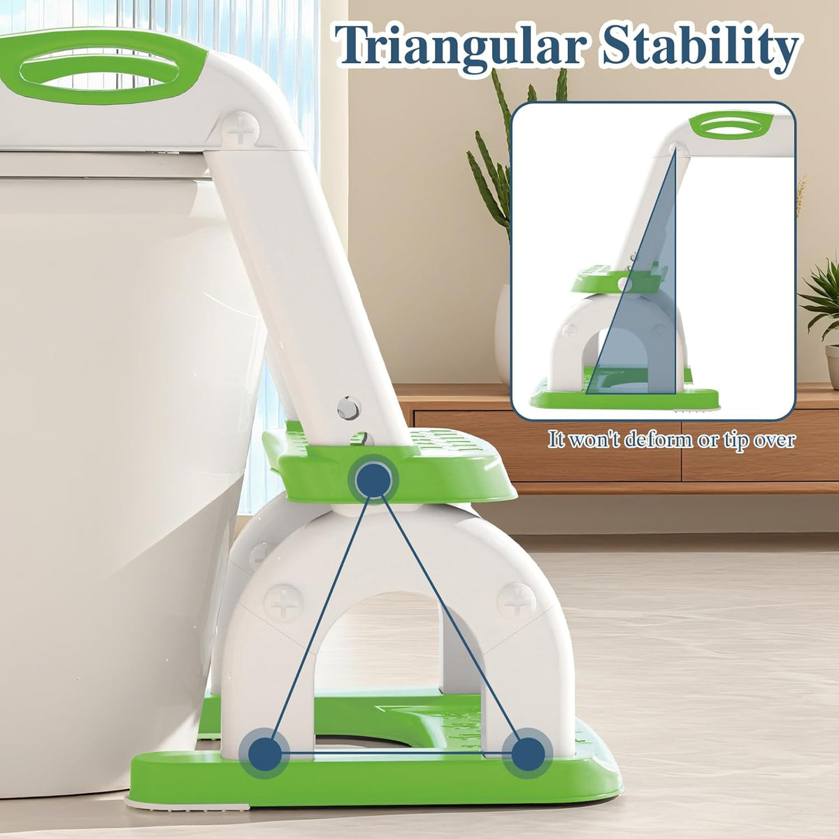 Potty Training Seat for Toddlers, Adjustable Height 2-in-1 Potty Training Toilet Ladder for Kids Boys Girls with Splash Guard, Waterproof Cushion, Anti-Slip Pad Step Stoo - Green