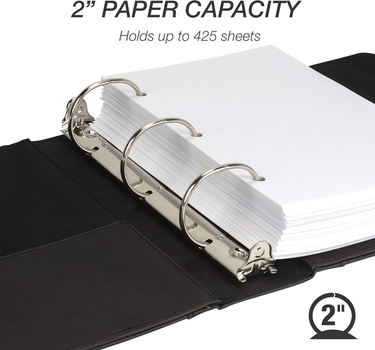 Samsill Vintage Leather Mini 3 Ring Binder 2 Inch Round Ring (Holds 425 Sheets), 5.5 x 8.5 Inch Documents, Professional Organizer, Planner, Notebook, Black