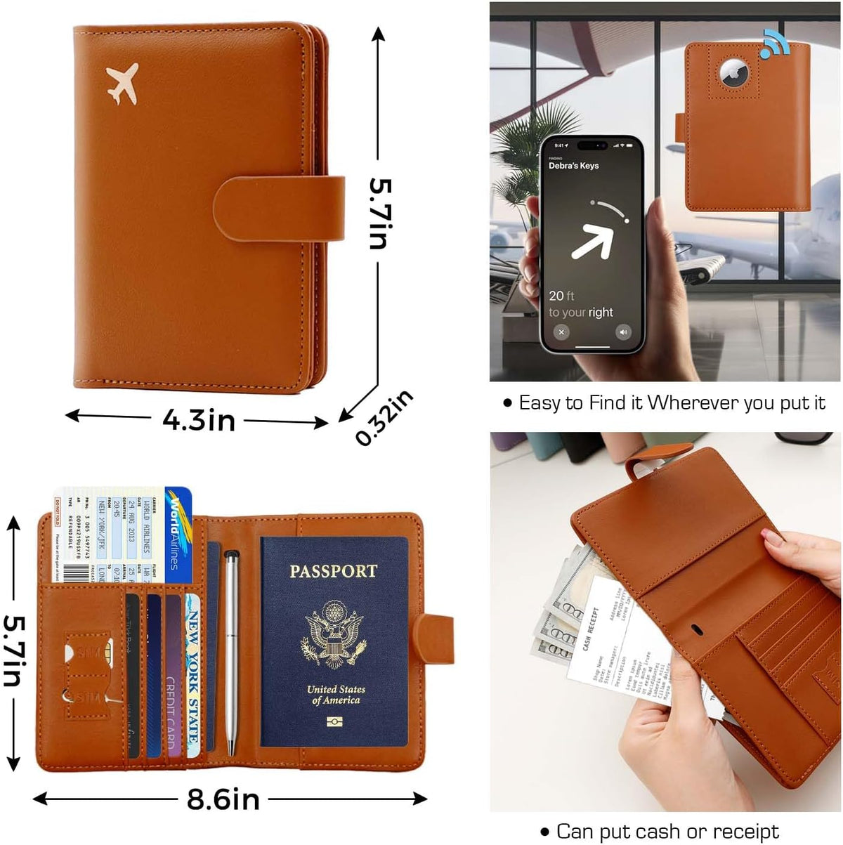 Melsbrinna Premium Leather Passport Holder Covers Case, Waterproof Rfid Blocking Travel Wallet Passport Holder with Pen Holder, Cute Passport Book for Women/Men
