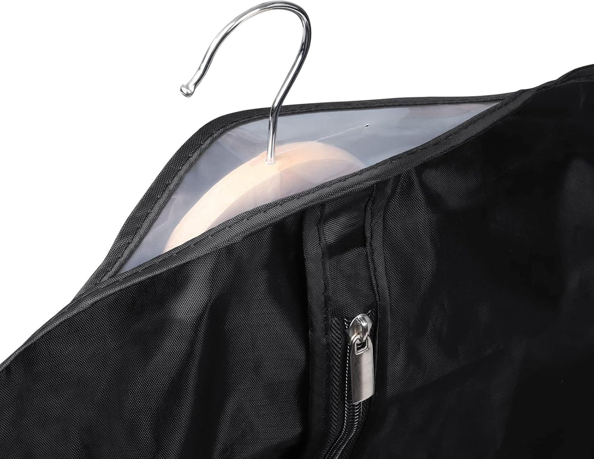 Univivi Garment Bag 60 inch Lightweight Suit Bags for Closet Storage, 8 Pack Garment Bag for Dresses Long with Zipper and Eye-Hole Carry Handles for Folding for Tuxedos Coats Dresses, Black