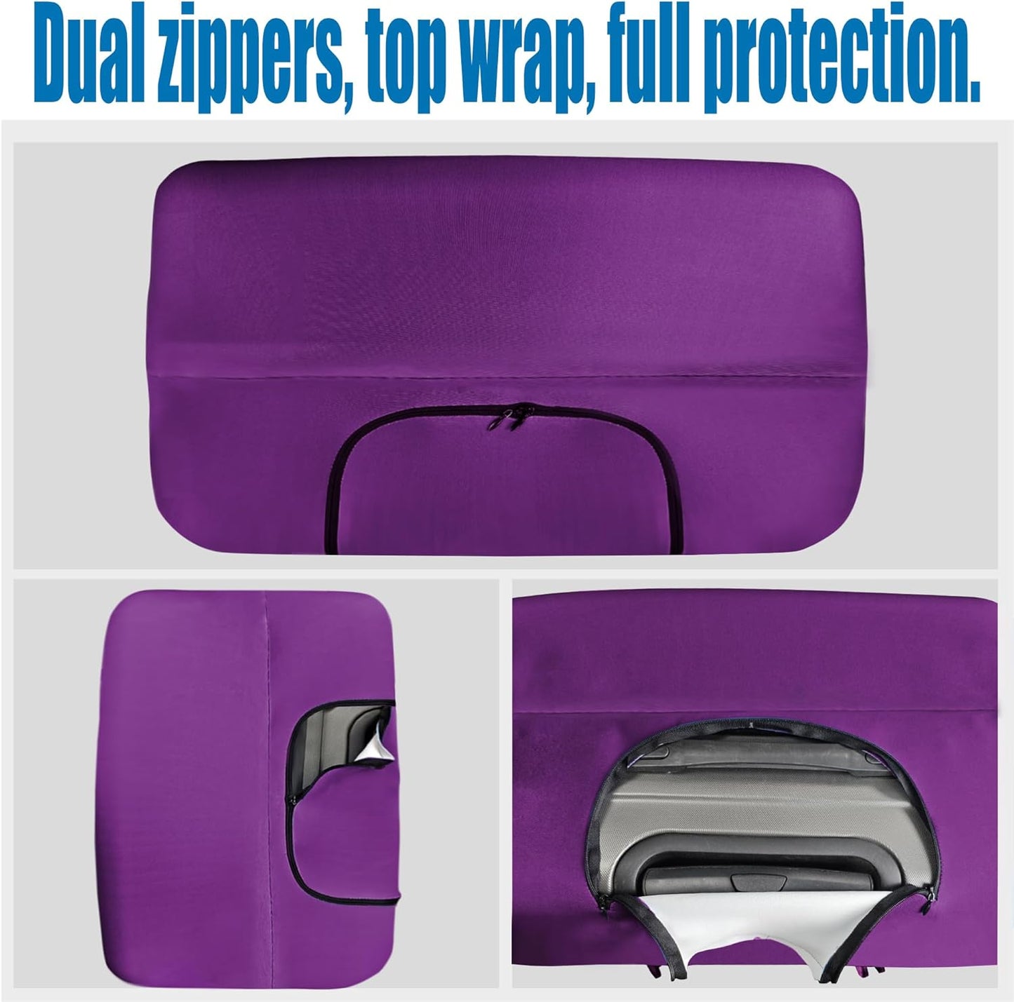 Travel Luggage Cover Thicker Spandex Suitcase Protector Elastic Washable Baggage Covers (S (for 19-20 inch luggage), Purple Eye)