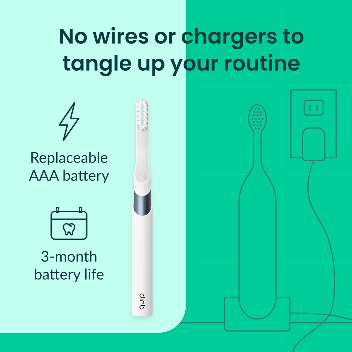 Quip Metal Sonic Toothbrush, Electric Toothbrush for Adults –Time Travel & Soft Bristles with Travel Case & Replaceable Brush Head -3-Month Battery Life - Twilight Faded Blue