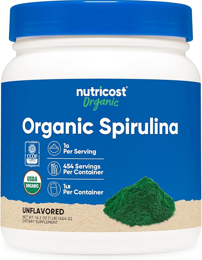 Nutricost Organic Spirulina Powder 454 Grams, 1LB - Pure, Certified Organic Spirulina
