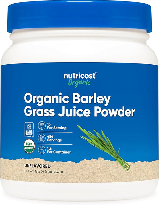 Nutricost Organic Barley Grass Juice Powder (1 LB) (Unflavored)