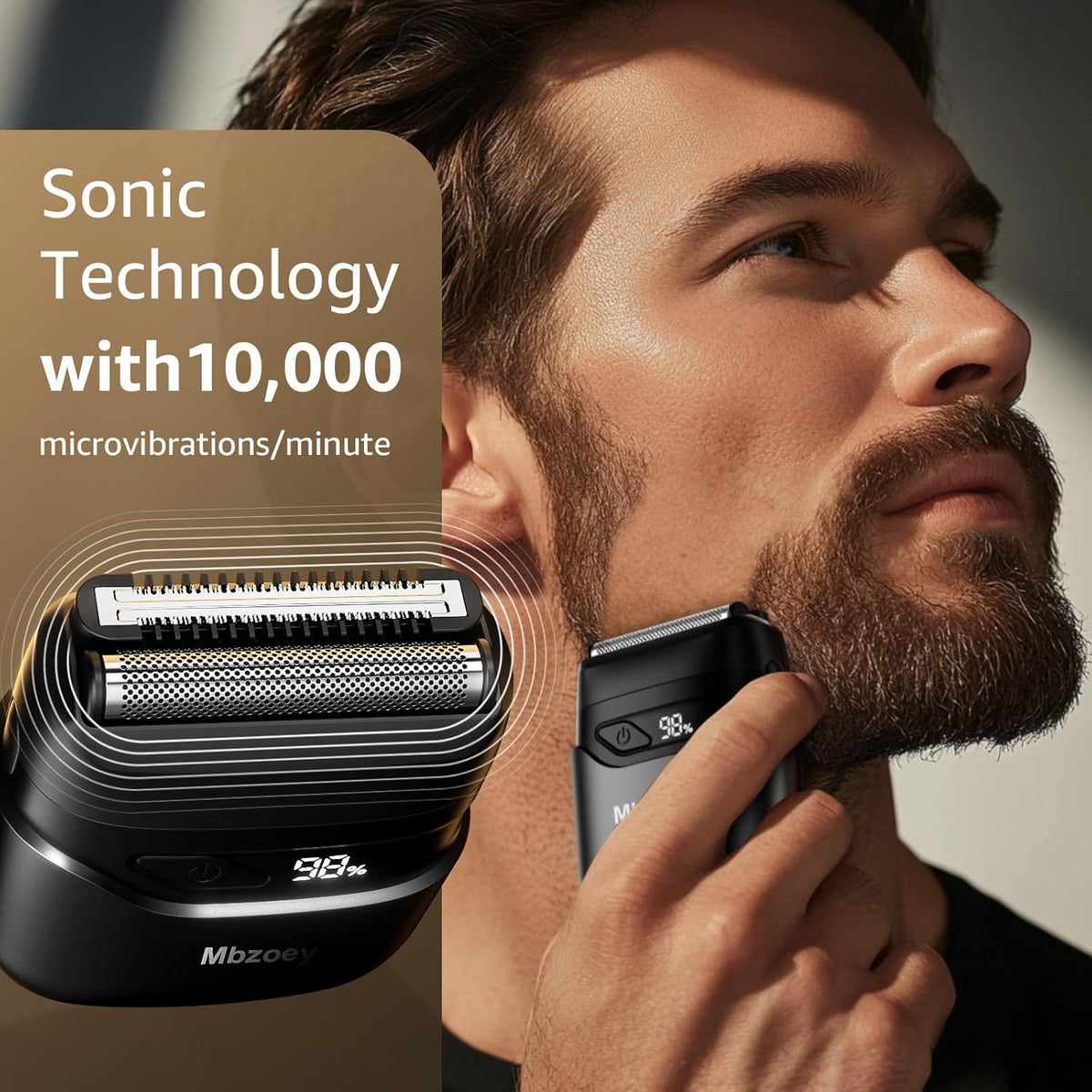 Electric Foil Shavers for Men: Mini Electric Razor for Face - IPX7 Waterproof Cordless Razor with LED Display & Fast Charge - Micro-Comb Technology & Precision Blades