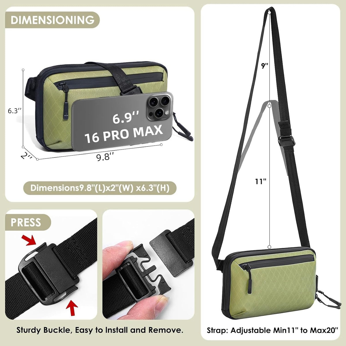 Electronics Organizer Tech Travel Pouch – Waterproof Nylon Diamond Quilted & 900D Travel Case Cable Bag for Cords Chargers