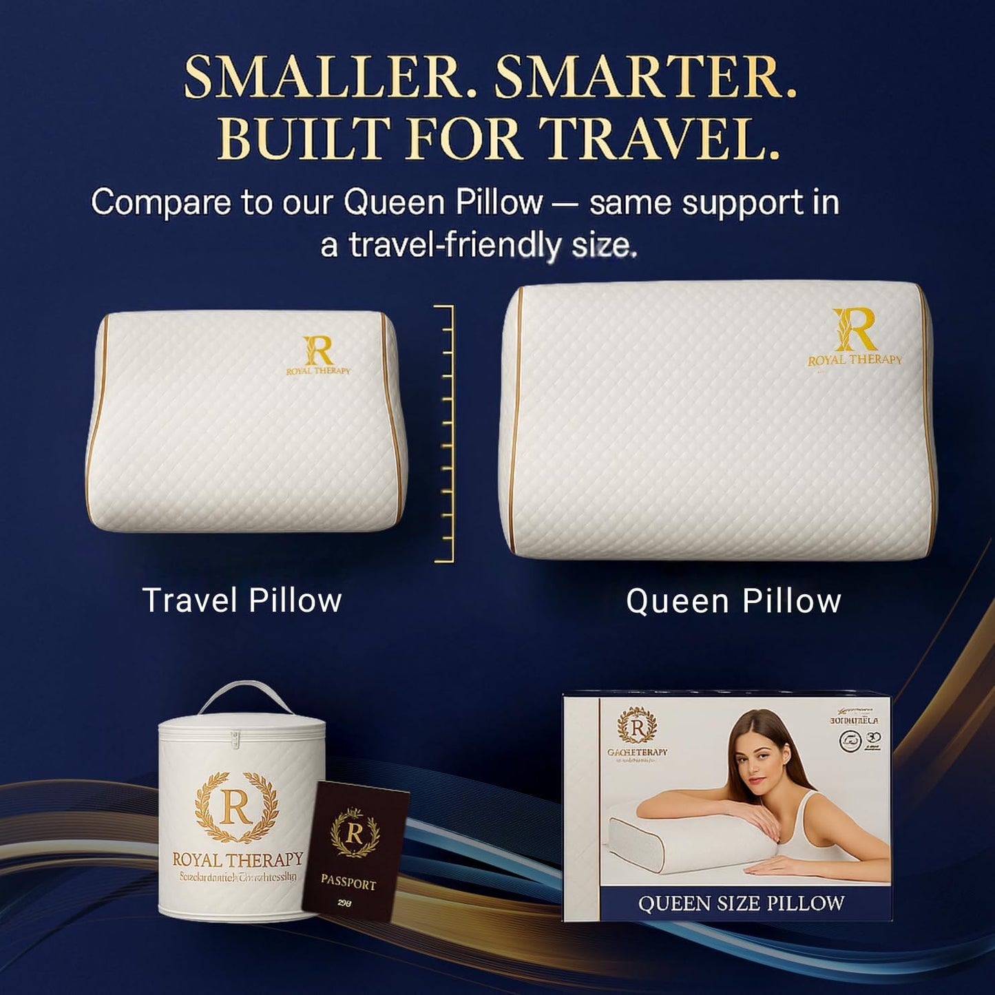 2-Pack Travel Memory Foam Pillow, Camping, Cervical for Pain, Contour, Pillow for Neck and Shoulder, Neck