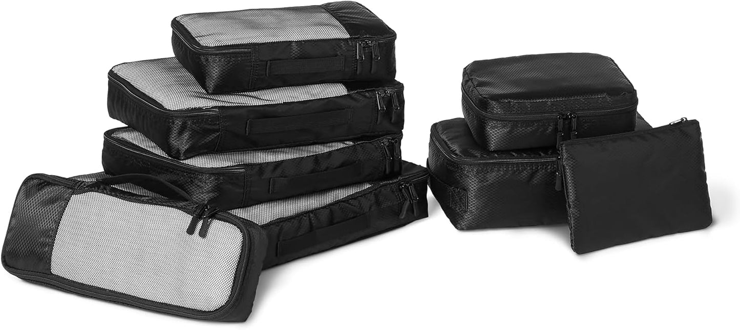 Amazon Essentials Ultralight packing Cubes Packing Organizer black 8 pack Black