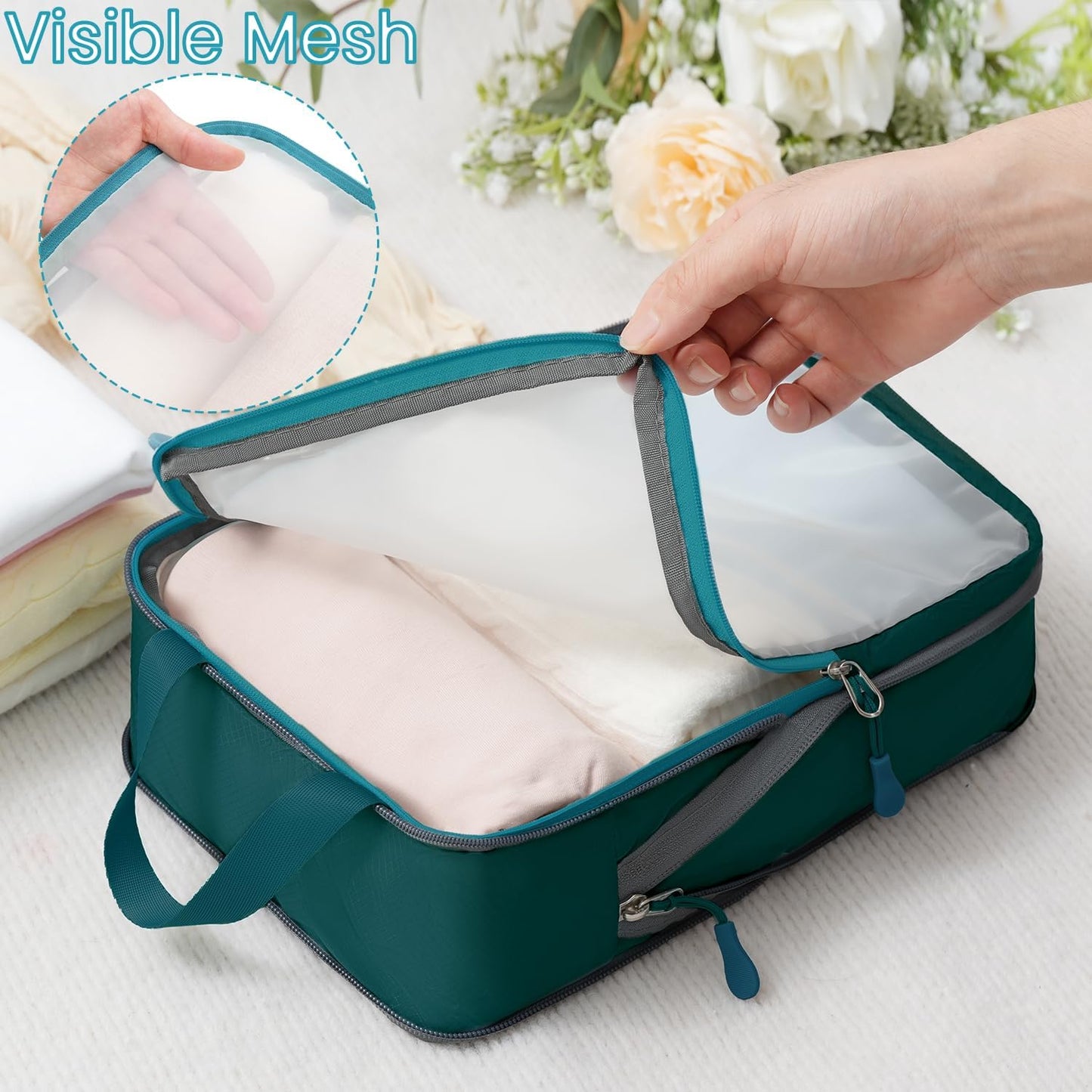 BAGAIL 6 Set Ultralight Compression Packing Cubes Packing Organizer for Travel Accessories Luggage Suitcase Backpack