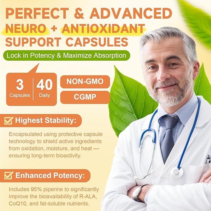 (2 Packs) R Alpha Lipoic Acid 1000mg with Benfotiamine - Sodium ALA Supplement for Neuropathy Support Nerve Health & Antioxidant, Cell Energy, Metabolism and Anti-Aging, Non-GMO, Gluten Free, Vegan