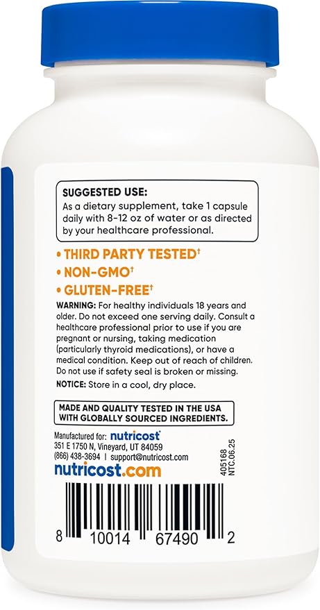 Nutricost Iodine (Natural Iodine from Organic Sea Kelp) 325mcg, 120 Capsules, Vegetarian, Non-GMO & Gluten Free