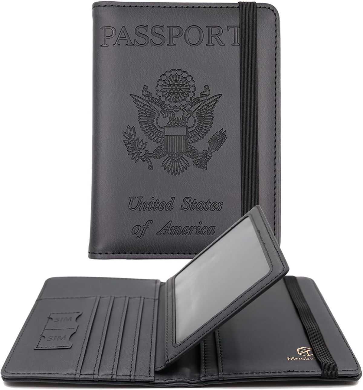 Melsbrinna Rfid Passport Holder for Travel women/Men, Cute Passport Wallet Rfid Blocking Card Slots, Rfid Passport Cover/CaseTravel Wallet, Passport Book Holder (1, Black3)