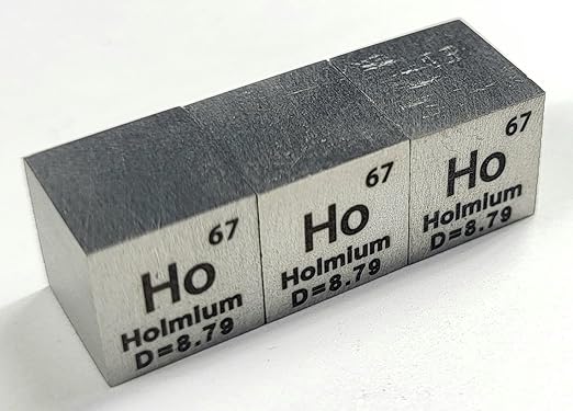 0.39" 10mm Holmium Metal Cube Ho up to 99.9% Pure Periodic Table Element Engraved Density Collection Science Education Display Block Cube + Acrylic Case Box - 1PC