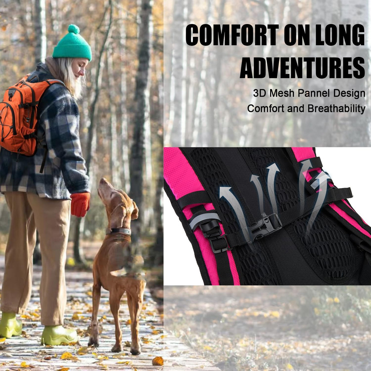 Hydration Backpack Pack with 2L Water Bladder 18L Hiking Backpack Women Men Lightweight Hydropack Insulated Daypack for Biking, Running, Festival