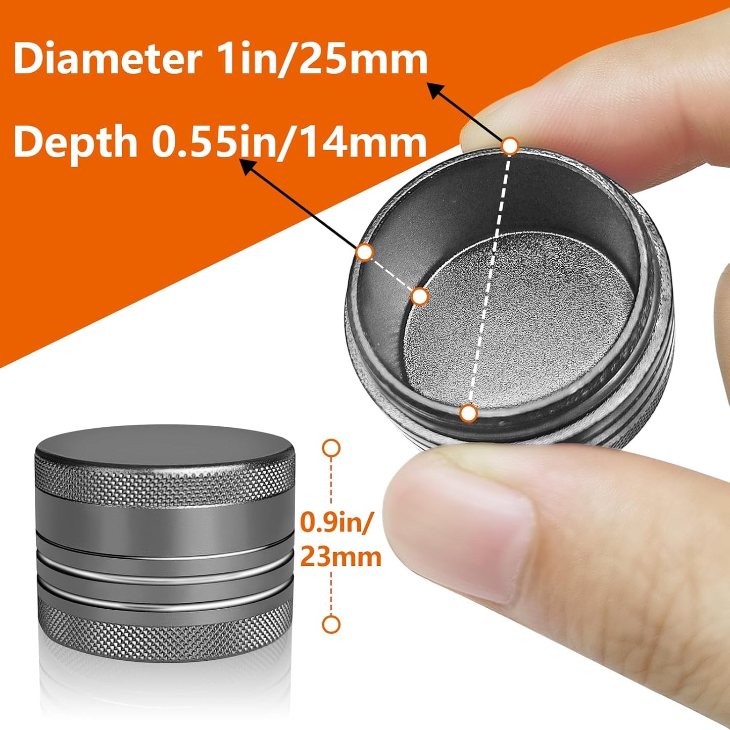 Small Pill Box, Portable Daily Box, Aluminium Alloy Round Container for Pills, Pocket Case (Gray)
