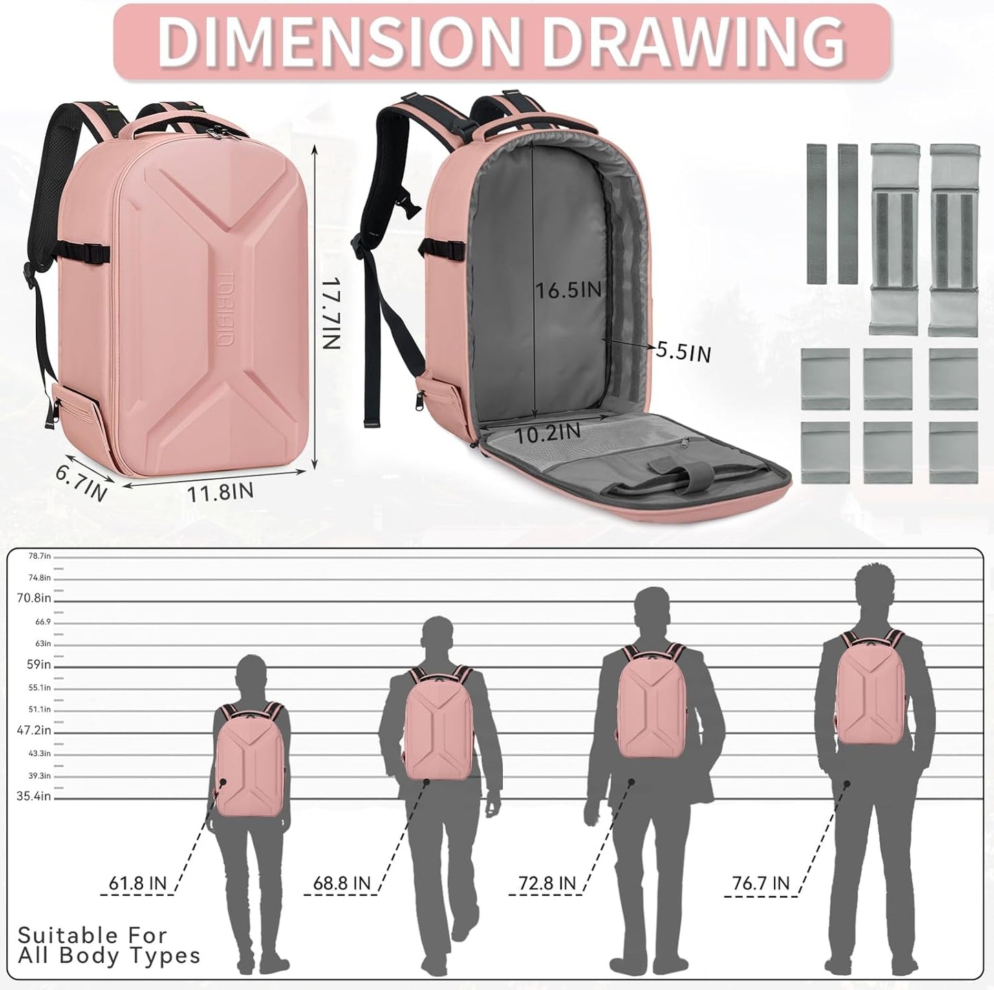 TORIBIO Camera Backpack, Hardshell DSLR Photography Camera Bag, Waterproof Hard Shell Camera Case with Tripod Holder & 15.6" Laptop Compartment Compatible with Canon/Nikon/Sony/DJI Mavic Drone