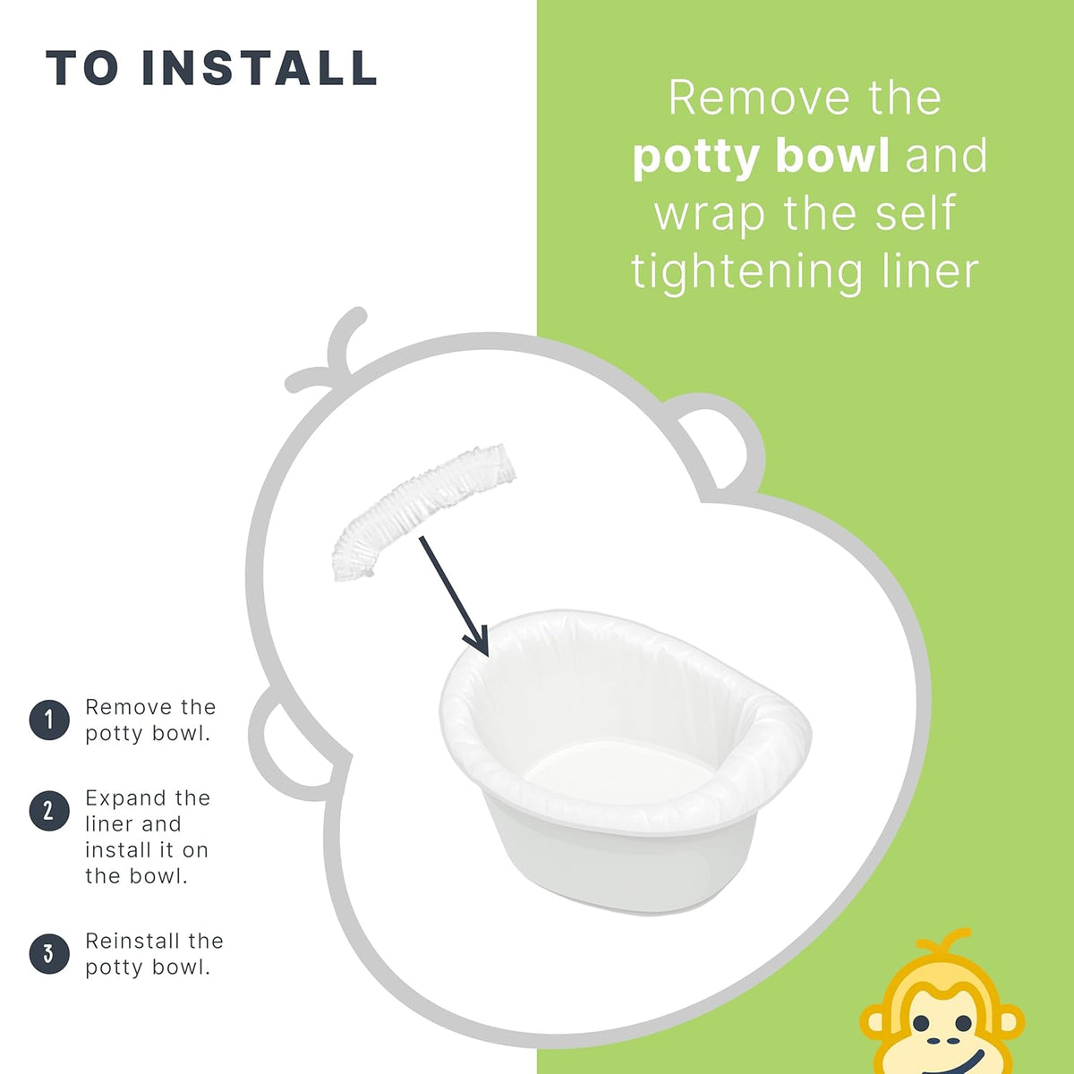 Potty Liners Compatible with Summer Infant My Potty Pro - 60 Count - Strong, Leak-Proof, Baby-Safe, Perfect Fit - Clever Baboon