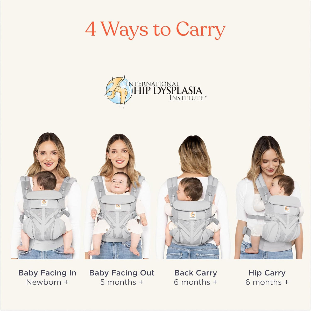 Ergobaby Omni Classic Baby Carrier Newborn to Toddler - Breathable Baby Carriers for Summer - All-Position Carrier with Lumbar Support (7-45 Pounds), Mesh, Oxford Blue