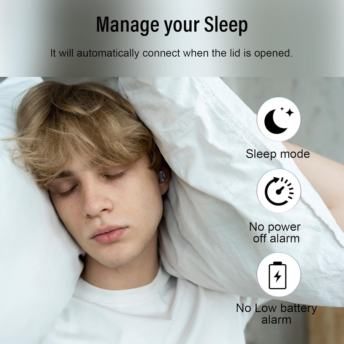 Sleep Earbuds Bluetooth 5.4 in Ear Light-Weight Headphones, Mini Sleep Headphones Small Design for Side Sleepers, 47H Playtime with Charging Case, Clear Calls Earphones, Light Blue