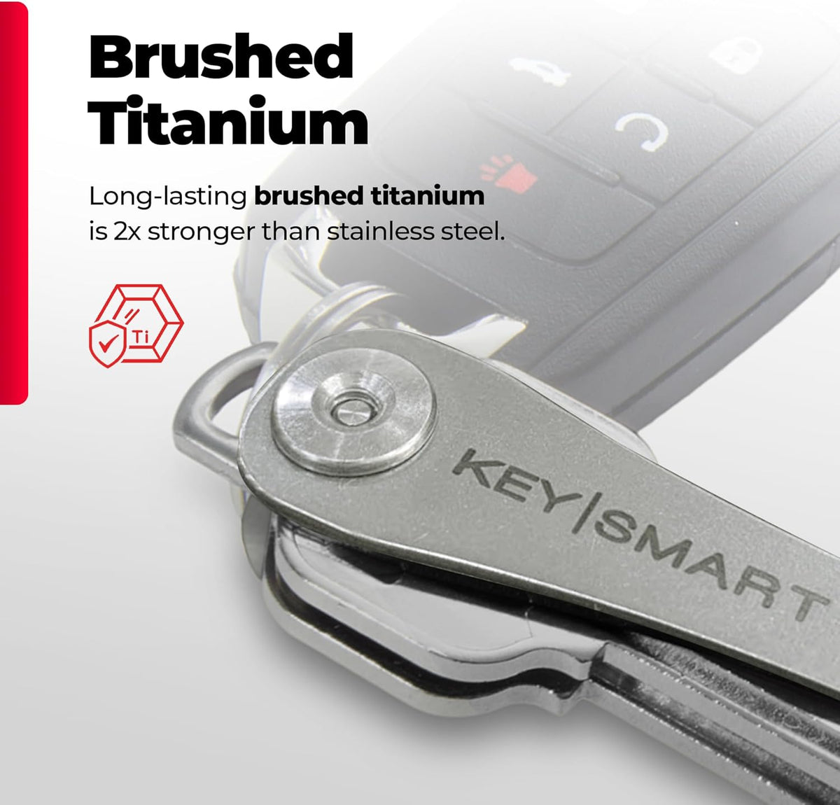 KEYSMART Key Holder for Keychain - Compact Key Organizer for Key Chain, Minimalist Clutter-Free EDC Keychains, Key Ring for Car Fobs Key Chains, Expandable (Up to 14 Keys, Titanium)