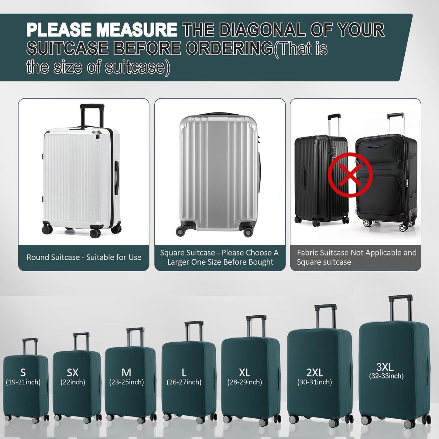 Travel Luggage Cover Suitcase Protector Scratch-Resistant Fit 19-31 Inch Suitcase, Not Included Suitcase (Avocado Green, XL(28-29 inch))