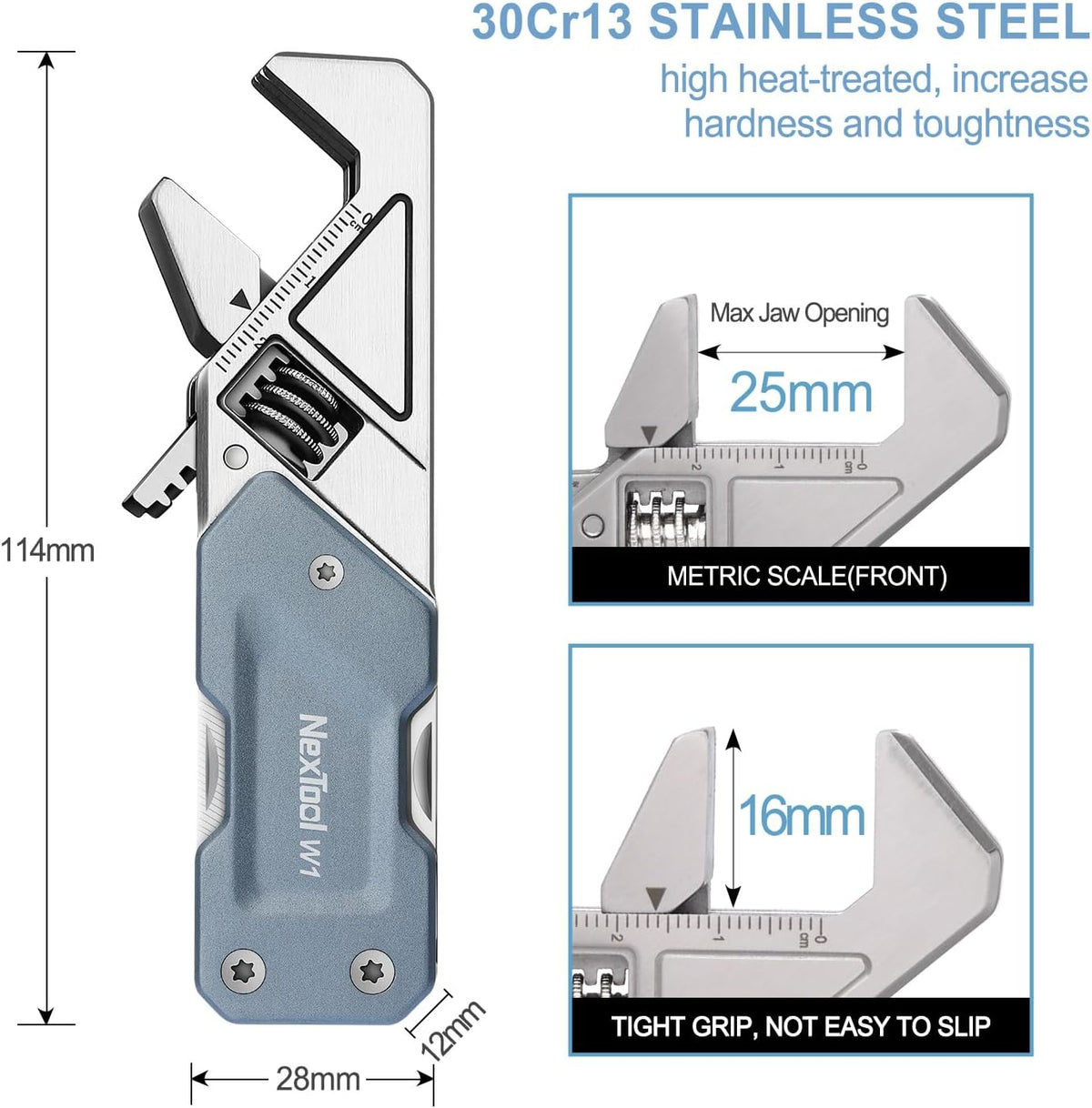 NexTool EDC Multi Tool, 6 in 1 Wrench Multitool with Knife, Flat/Phillips Screwdriver and Bottle Opener, Bike Multitool with 9 in 1 Bits Set and Nylon Pouch for Cycling Maintenancen, Household Repairs