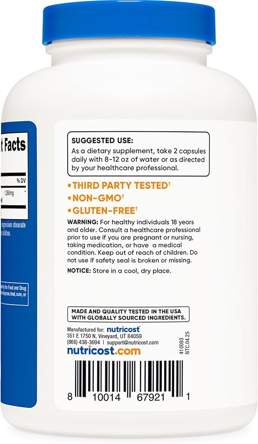 Nutricost Fenugreek Seed 1350mg, 240 Capsules - Gluten Free, Non-GMO, 675mg Per Capsule