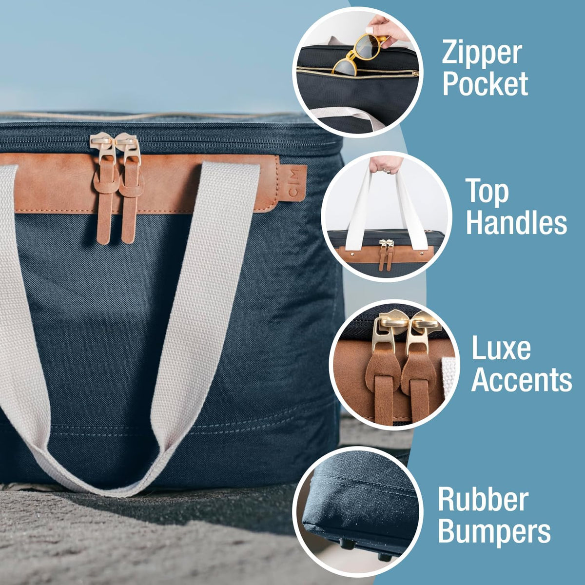 CleverMade Collapsible Insulated Cooler Bag – Leakproof Soft Folding Cooler for Beach, Travel, Car