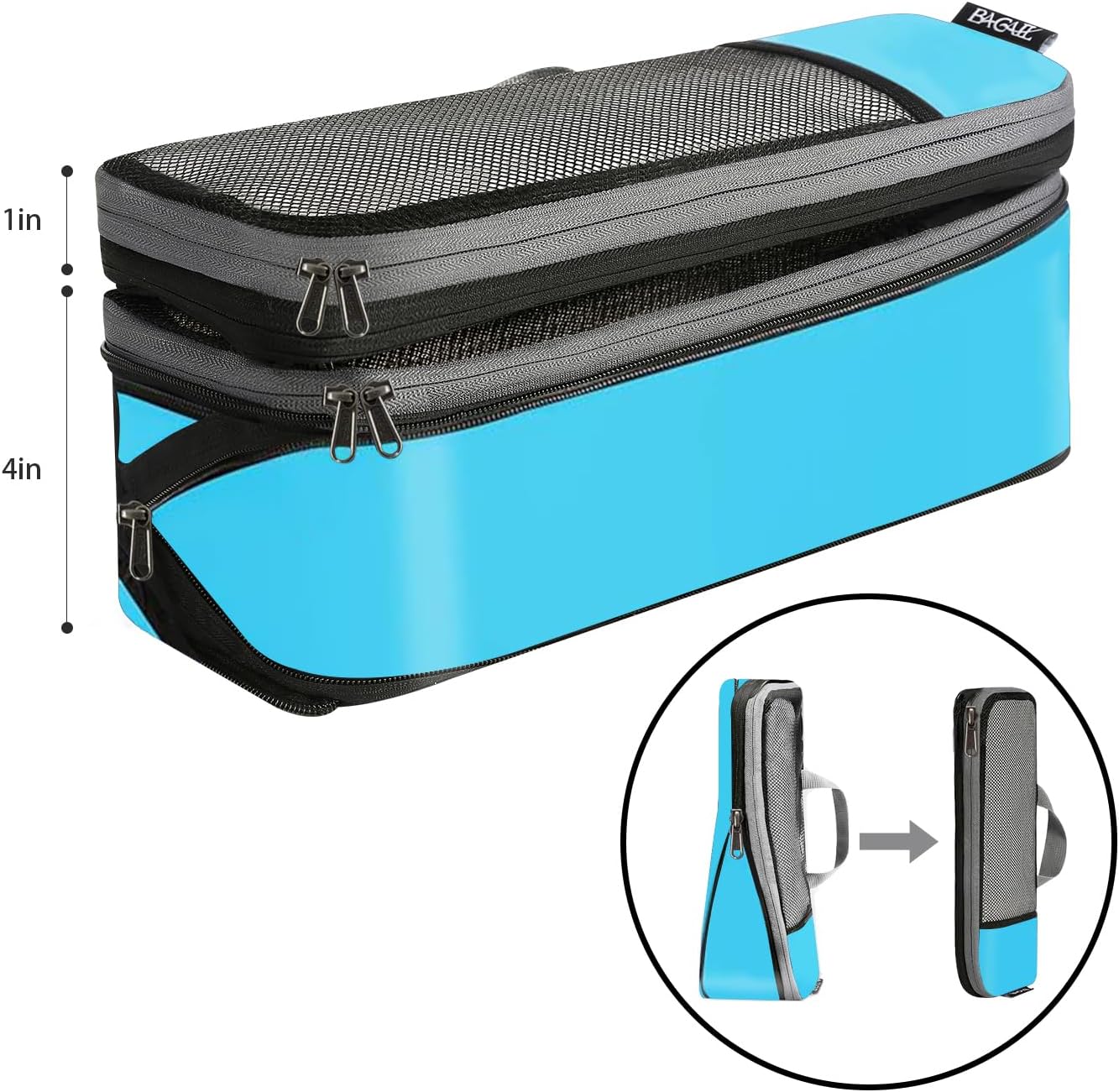 BAGAIL 4 Set/6 Set/8 Set Compression Packing Cubes Travel Accessories Expandable Packing Organizers (Half Mesh, 6-Blue)