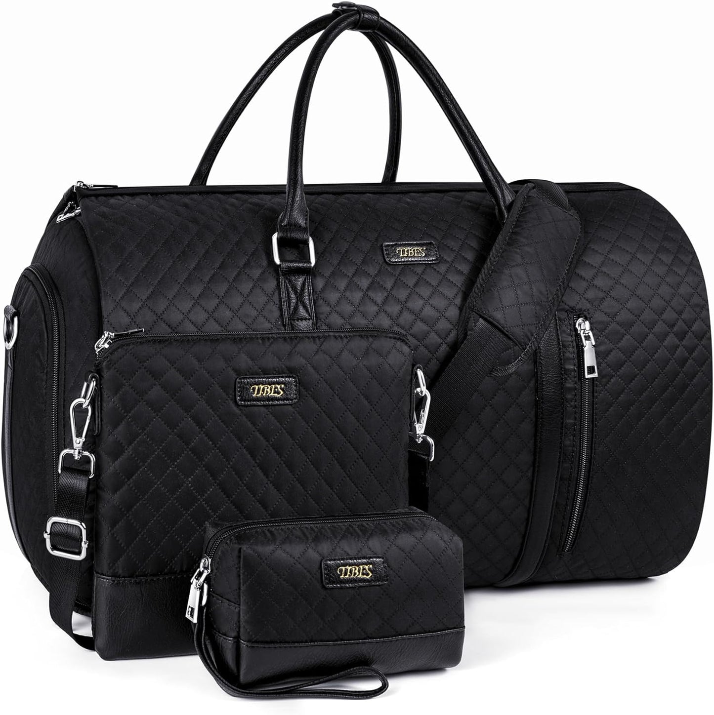 Convertible Garment Duffel Bag for Travel - Carry On Garment Bags With Toiletry Bag Large Weekender Bag for Men Women 2 in 1 Hanging Suitcase Suit Travel Duffel Overnight Bags 4pcs Set