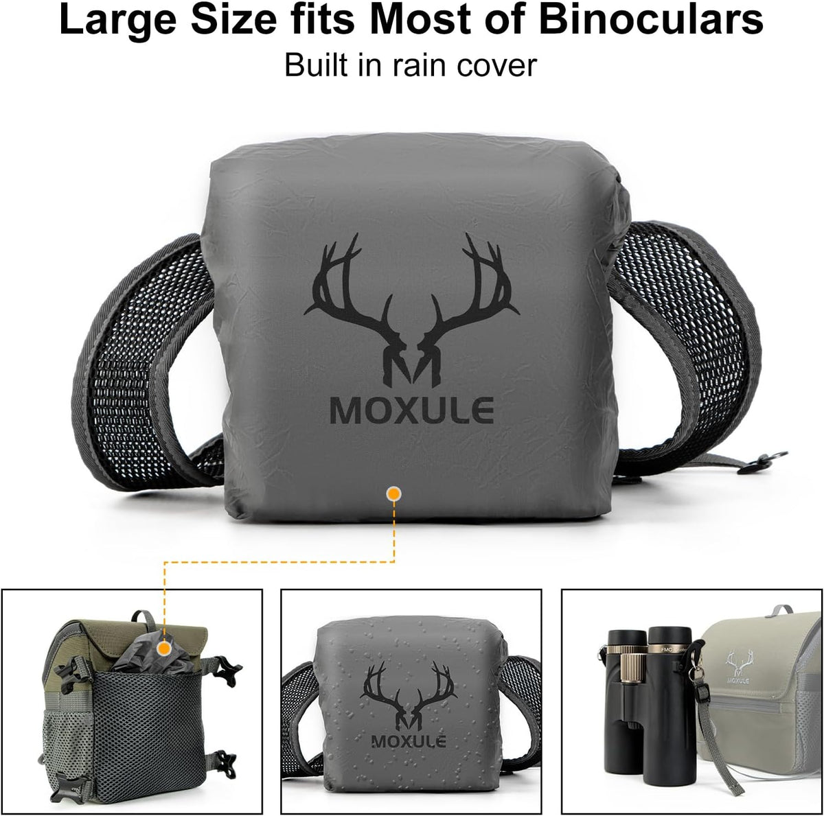 Binocular Harness Chest Pack: Bino Case with Magnetic Lid and Rain Cover for Hunting(Green)