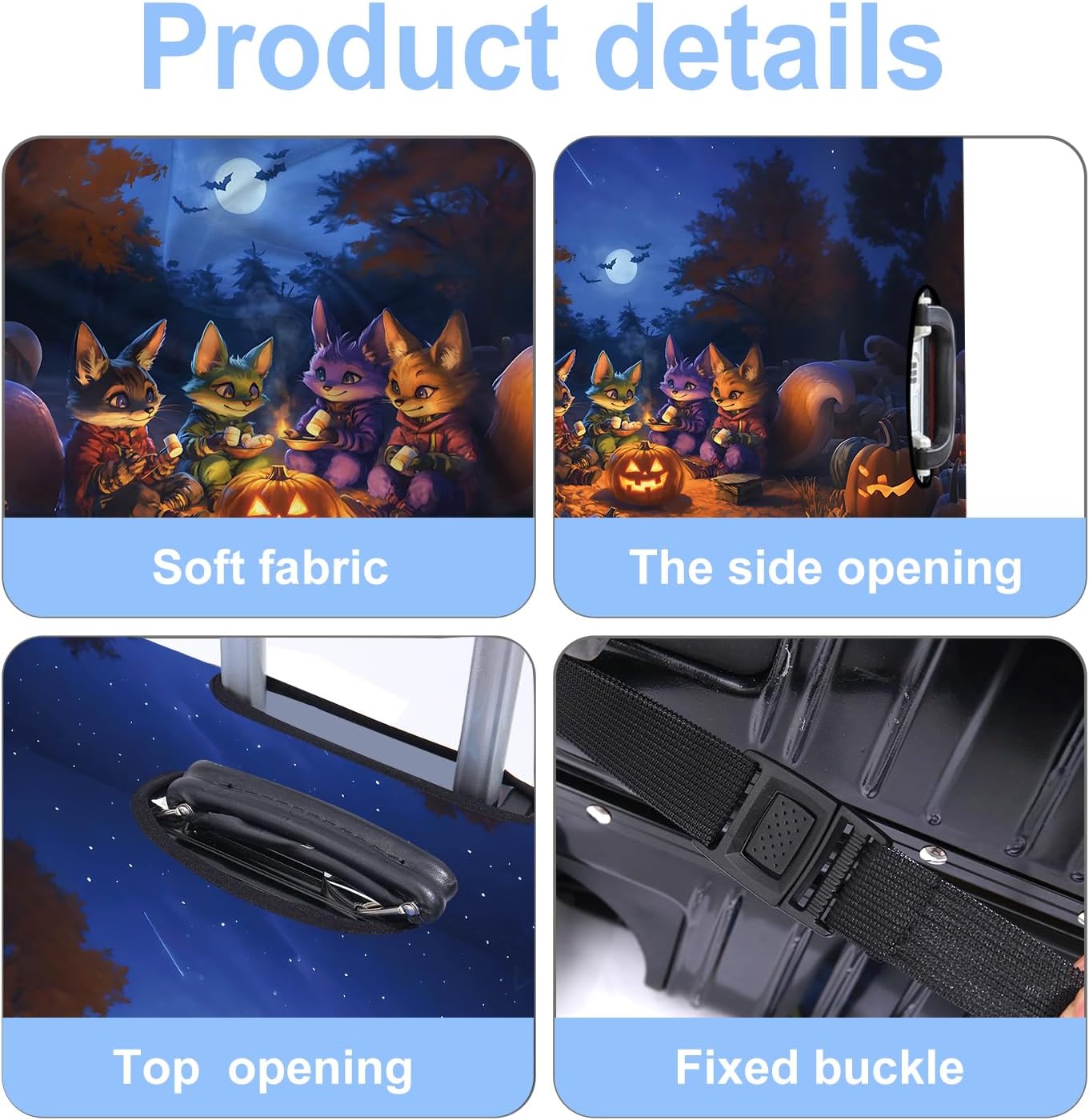 Halloween Luggage Cover Washable Suitcase Protector Anti-Scratch,Stretchable Fit for 20-34Inch Luggage Durable Travel Bag Cover with Zipper Closure (XL(32-34inch suitcase))