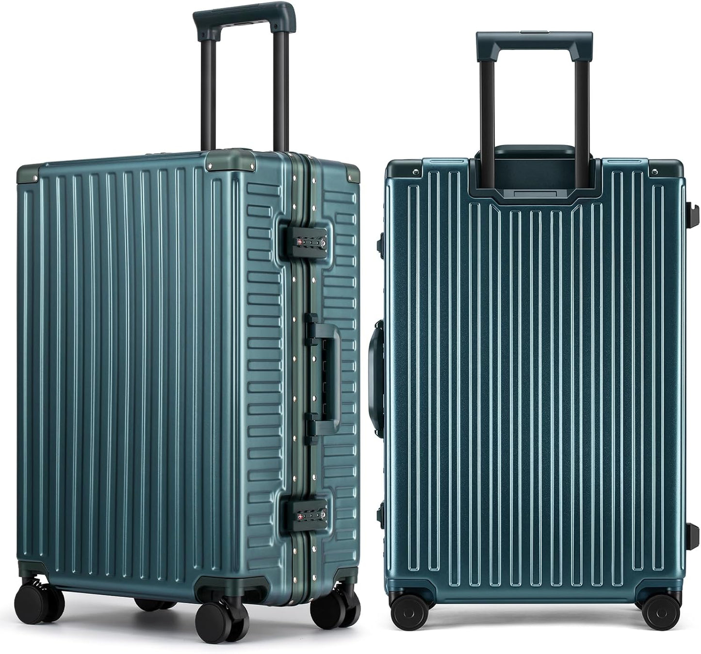 ROAMING Zipperless Luggage Airline Approved with Aluminum Frame, Lightweight PC Hardside Luggage with Spinner Wheels, Metal Travel Luggage with Double TSA Locks, Carry On 20 Inch, Dark Night Green