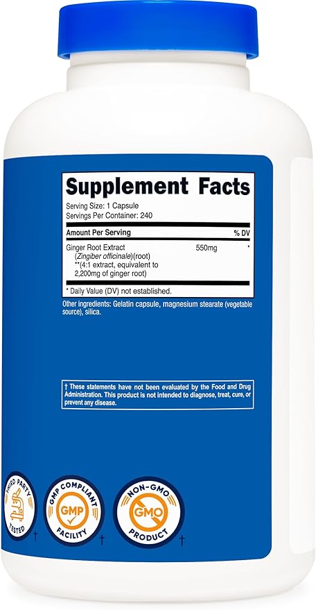 Nutricost Ginger Root Extract 2,200mg, 240 Capsules - Gluten Free, Non-GMO, 550mg of 4:1 Extract
