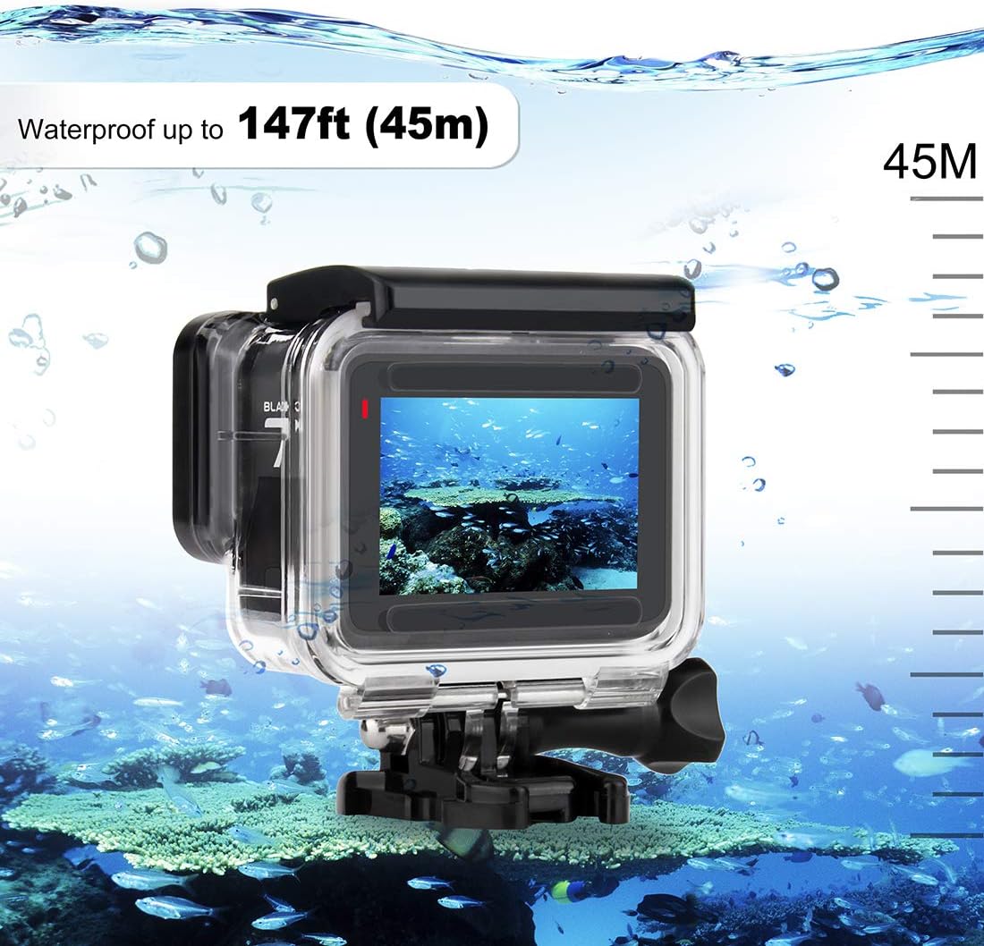 Waterproof Housing Case with Dive Filter for GoPro Hero 7 6 5 Black, Hero (2018) Camera - 45 Meters Underwater Photography - with Red, Light Red and Magenta Filters