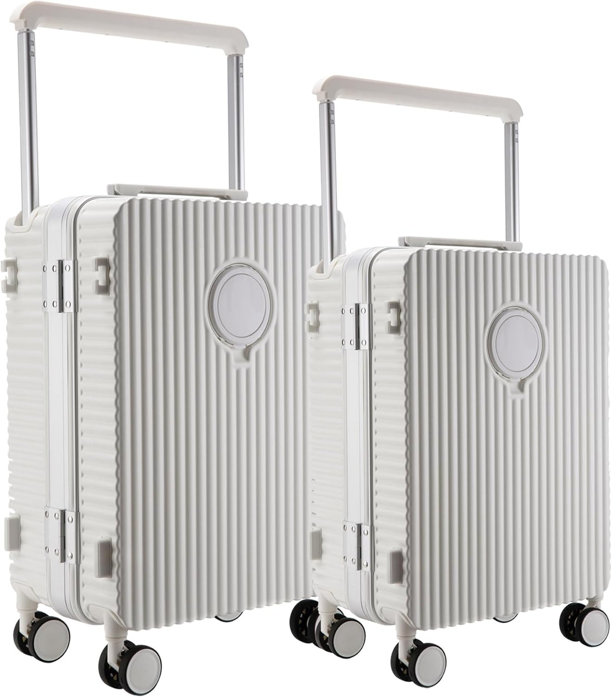 feilario Aluminum Frame Hardside PC Carry on Luggage - Wide Handle Double Spinner Wheels Suitcase Built-In TSA lock & Cup Holder - 20in/24in