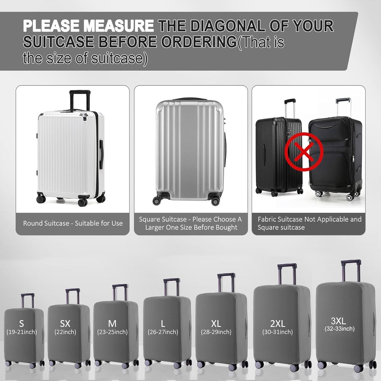 Travel Luggage Cover Suitcase Protector Scratch-Resistant Fit 19-31 Inch Suitcase, Not Included Suitcase (Slate Gray, S(19-21 inch))