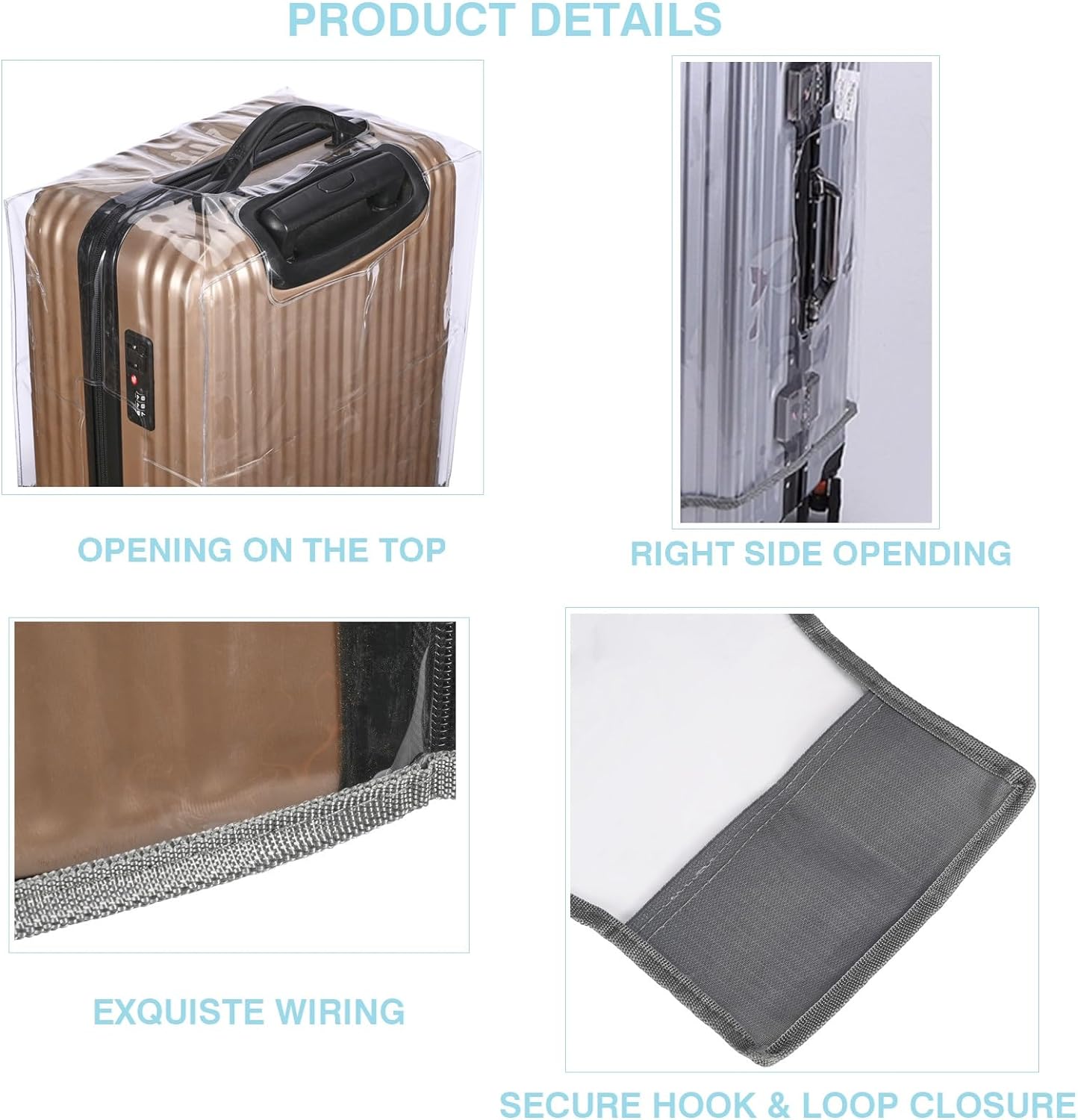 Clear PVC Suitcase Cover Protectors, Thicken Wheeled Luggage Cover Waterproof, Dustproof, Transparent (26")